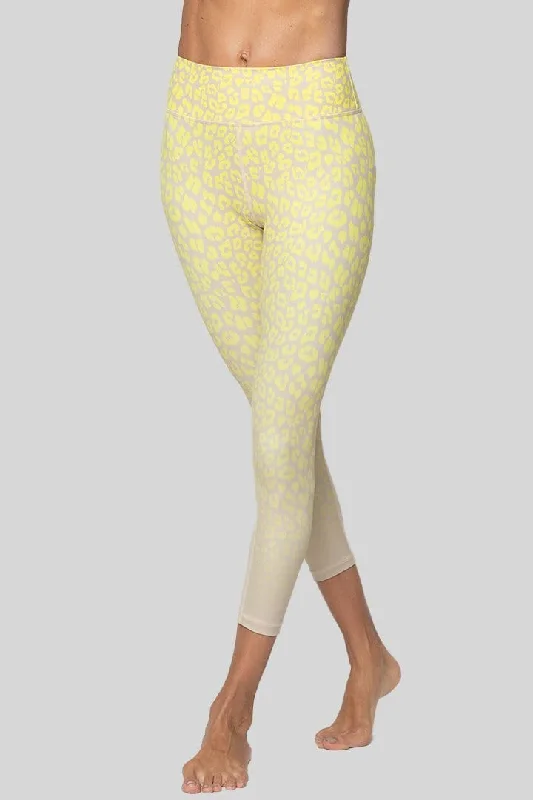 Trendy Women's Apparel for All Seasons Rockell 3/4 Legging, Citron Sand Leopard Ombre