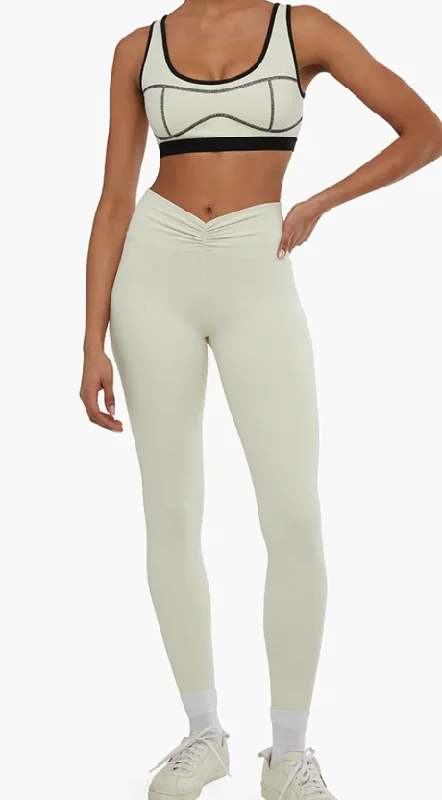 Modern Women's Apparel Ruched V Legging in Cream by We Wore What