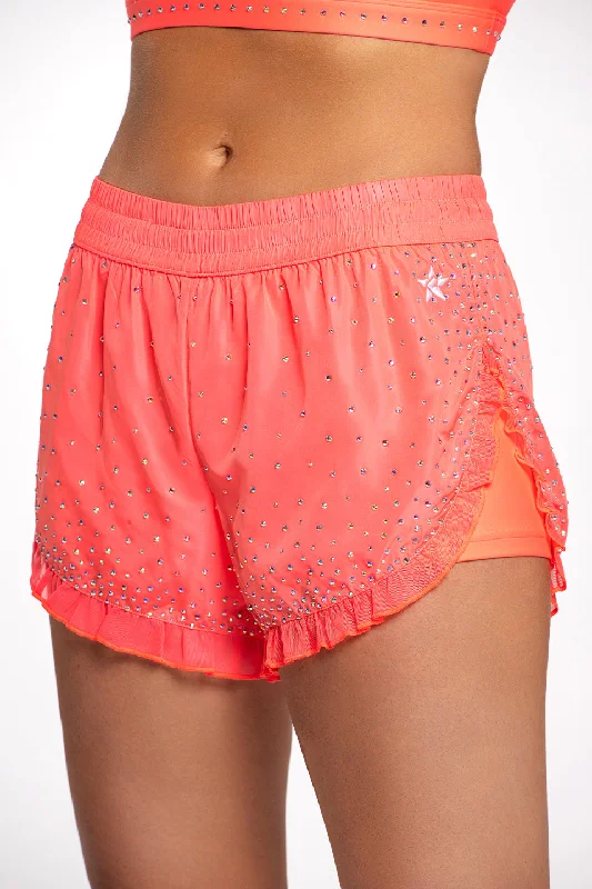 Stylish Loungewear for Women Ruffle Running Short in Coral