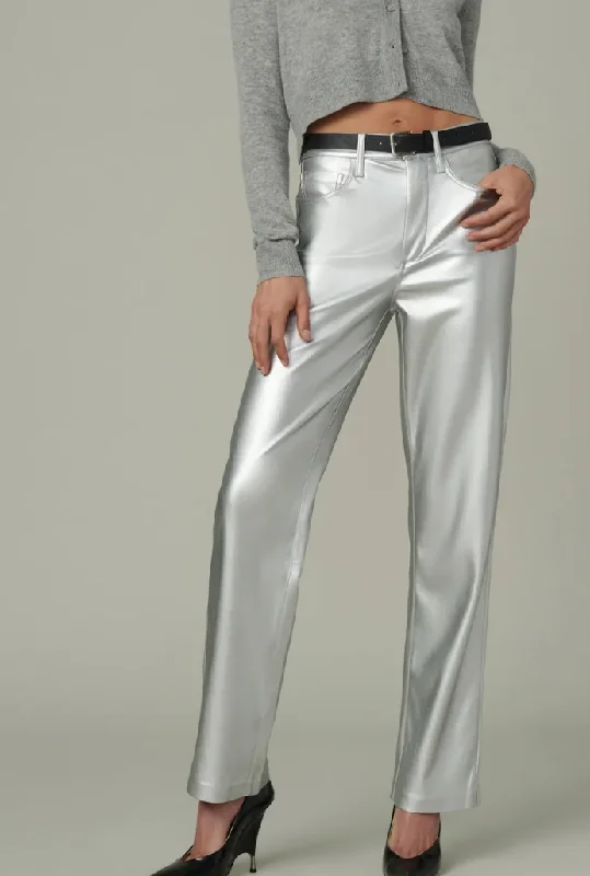 Trendy Women's Outfits for Casual Wear The Margot Silver Vegan Leather Pant by Joes Jeans