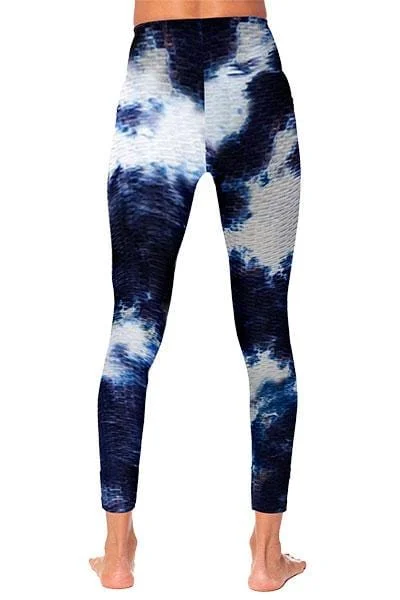 Sophisticated Women's Fashion Tie Dye Legging, Blue and White (Whisper)