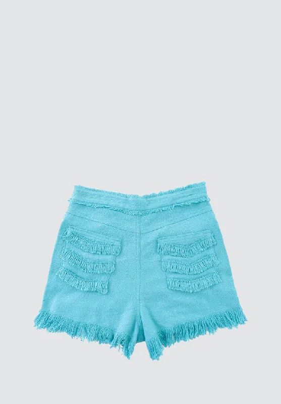 Pastel Styles Turquoise | Fringe Short 100% Silk